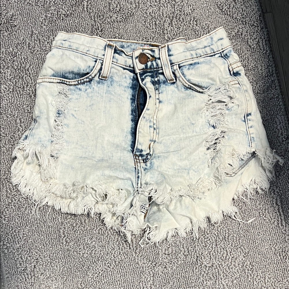 Distressed Light Blue Denim Shorts